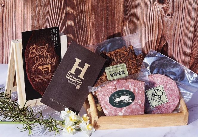 和牛ビーフジャーキー(短冊カット)、ソフトサラミ、農夫のレバーパテの３点セット 141305_HN04