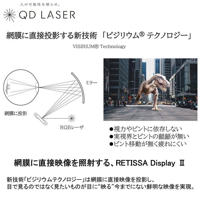 QDレーザ　網膜投影ヘッドマウントディスプレイ　RETISSA Display II（レティッサ　ディスプレイ  2）3点セット　【RETISSA  Display II / RD2CAM / 軽量化フレーム】 141305_JE02