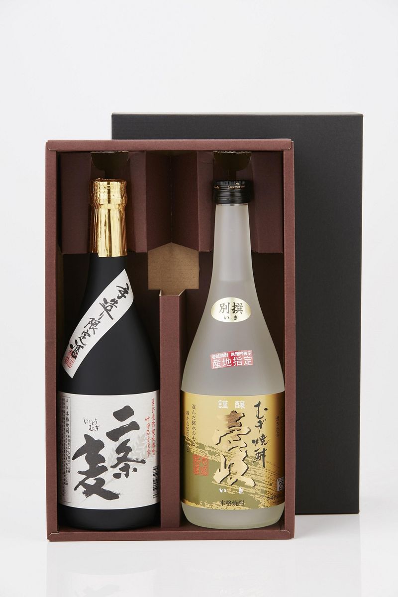 玄海酒造 謹醸 壱岐 25% 別撰 & 藤居醸造 二条麦 25% 本格麦焼酎 720ml 2本セット 発売元 株式会社片山 141305_JN06