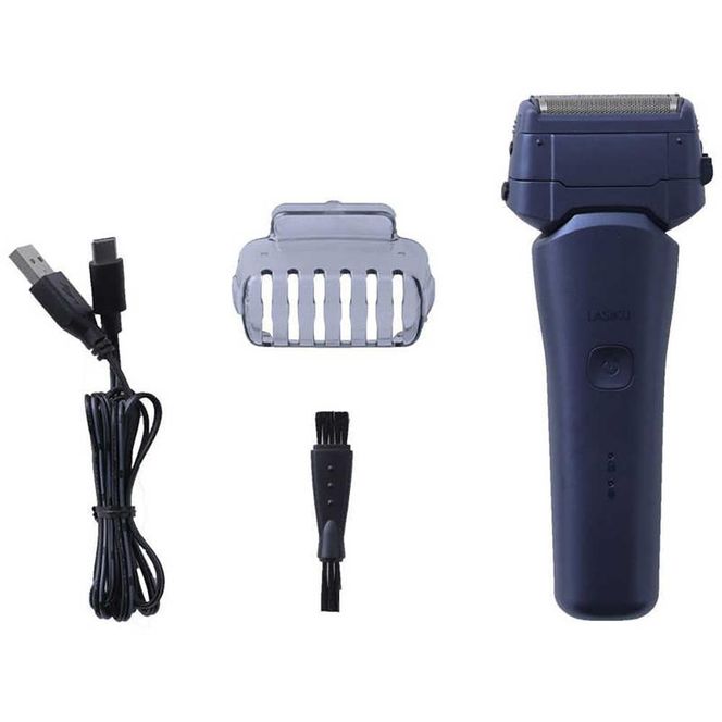 ヤマゼン USB充電式電気シェーバー LASIKU ブルー［3枚刃 /AC100V-240V］ ESY-K03-A【 電気シェーバー シェーバー 髭剃り メンズ USB充電 水洗い対応 防水 IPX6 きわ剃り 往復式 美容家電 人気 おすすめ 】 141305_KU36