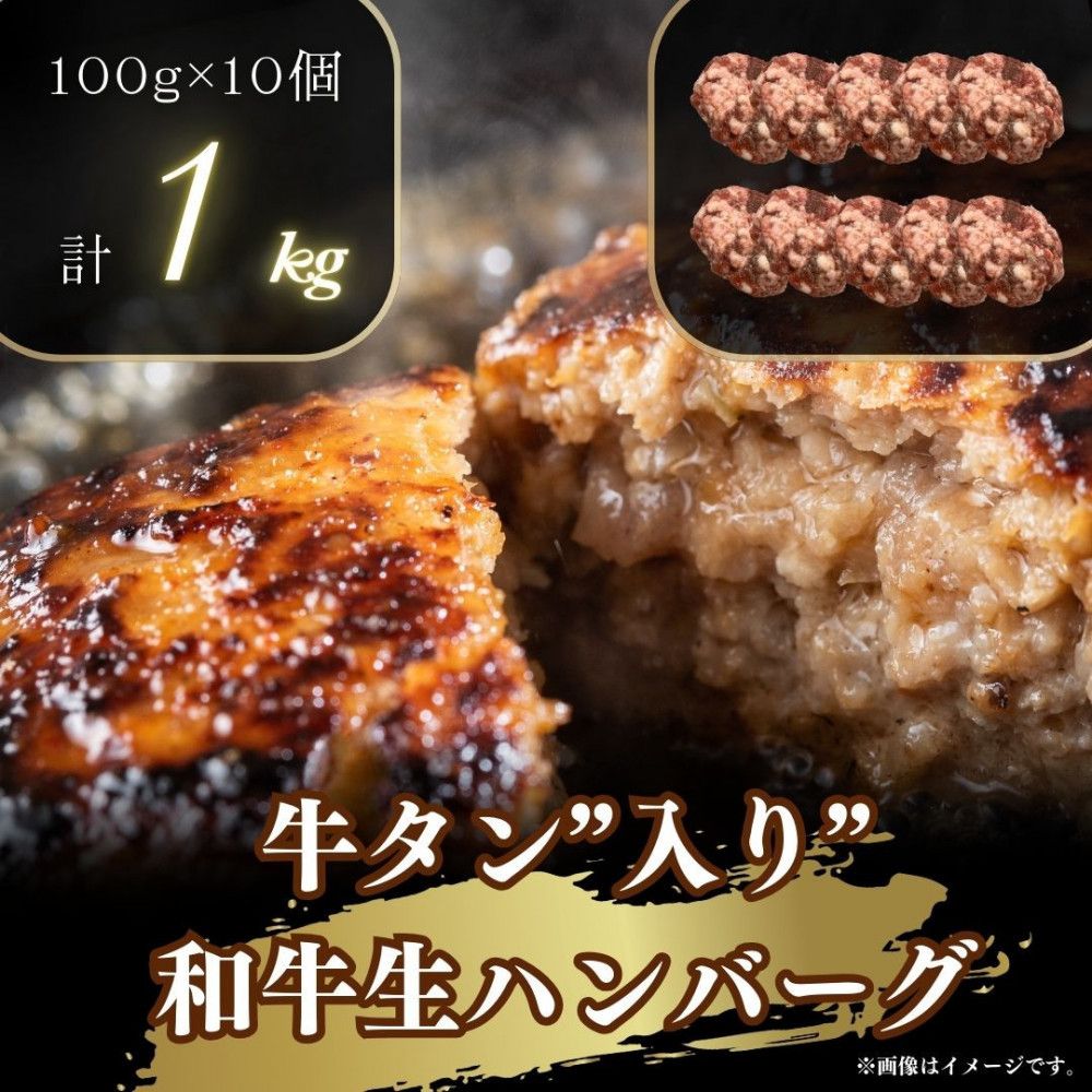 牛タン"入り"和牛生ハンバーグ 100g×10pc 合計1kg 141305_KZ03