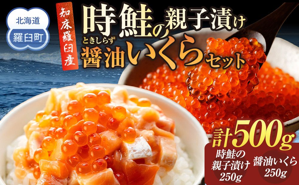 北海道 知床羅臼産 時鮭(ときしらず)の親子漬け・醤油いくらセット(計500g) 生産者 支援 応援 016942