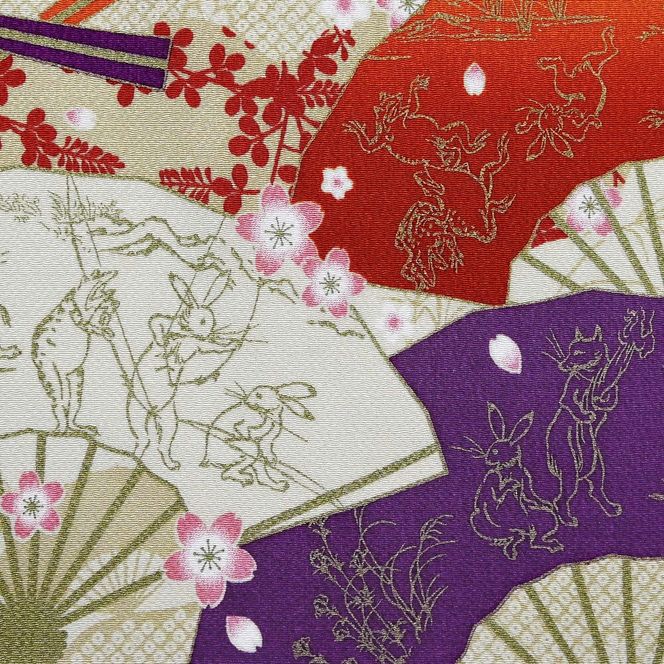 【三陽商事】鳥獣戯画 丹後ちりめん2幅風呂敷 扇絵巻［ 京都 風呂敷 ふろしき バッグ 人気 おすすめ エコ おしゃれ 収納 お弁当 和柄 お取り寄せ 通販 送料無料 ふるさと納税 ］ 261009_B-BY66