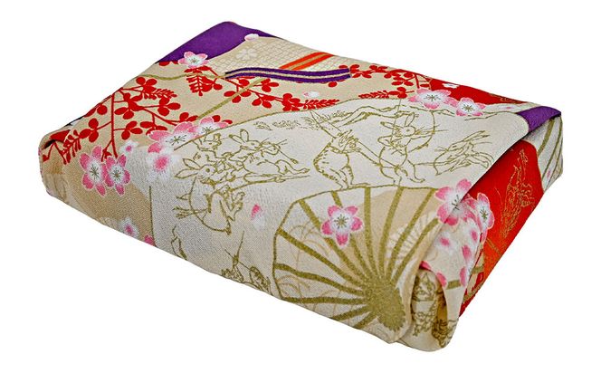 【三陽商事】鳥獣戯画 丹後ちりめん2幅風呂敷 扇絵巻［ 京都 風呂敷 ふろしき バッグ 人気 おすすめ エコ おしゃれ 収納 お弁当 和柄 お取り寄せ 通販 送料無料 ふるさと納税 ］ 261009_B-BY66