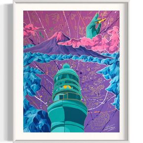 アクリル絵画 オーダー作品 F15(652mm×530mm)サイズ【絵画：御前崎の風景 / 額：ホワイト】 222232_CT003VC05