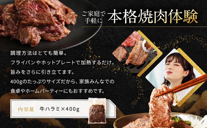 【岡山フードサービス】秘伝のもみ醤油たれ漬け 焼肉屋さんの牛ハラミ 400g[ 京都 牛ハラミ もみ醤油たれ漬け 人気 おすすめ 肉 牛肉 焼肉 お取り寄せ 通販 送料無料 ギフト ふるさと納税 ] 261009_C-AB003