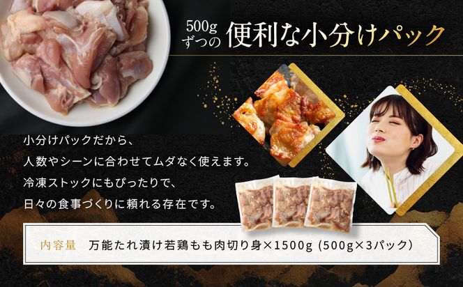 【岡山フードサービス】万能たれ漬け 若鶏もも肉切り身 1500g(500g×3）[ 京都 もも肉 切り身 たれ漬け 小分け 人気 おすすめ 肉 鶏肉 焼肉 お取り寄せ 通販 送料無料 ギフト ふるさと納税 ] 261009_C-AB005