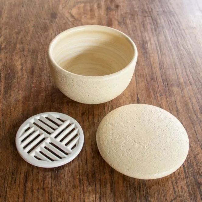 粉引／大：伊賀焼 おひつ 陶珍 (ごはん約2合分） 242161_AN026VC02