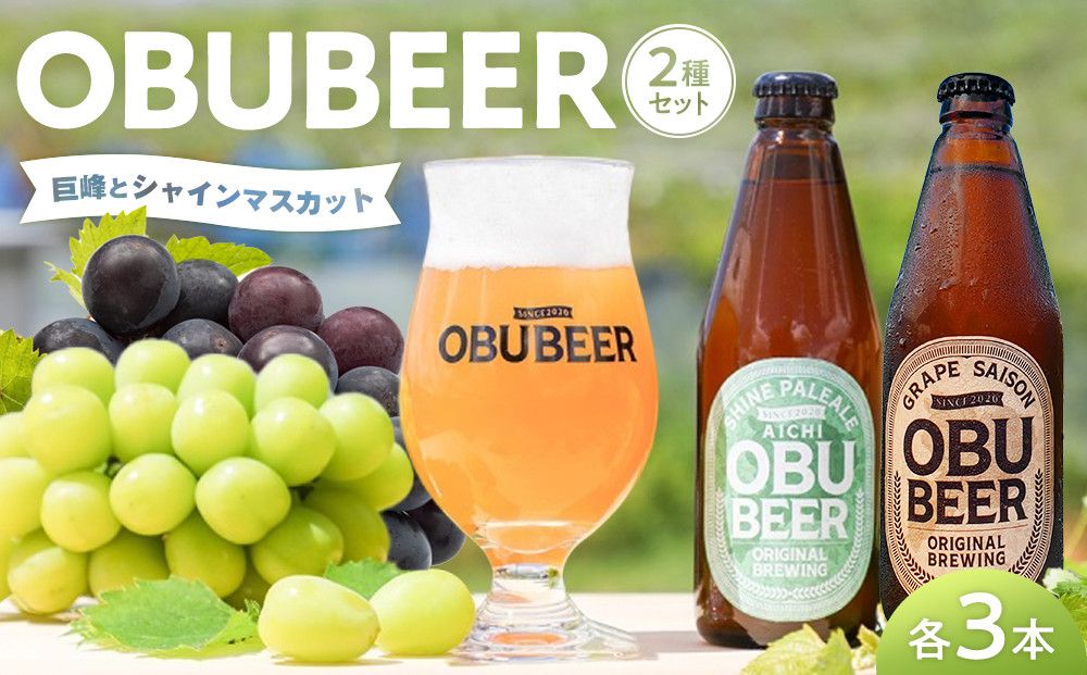 クラフトビールOBUBEER 2種セット[巨峰ビール×3本・シャインマスカットビール×3本] 232238_AX08