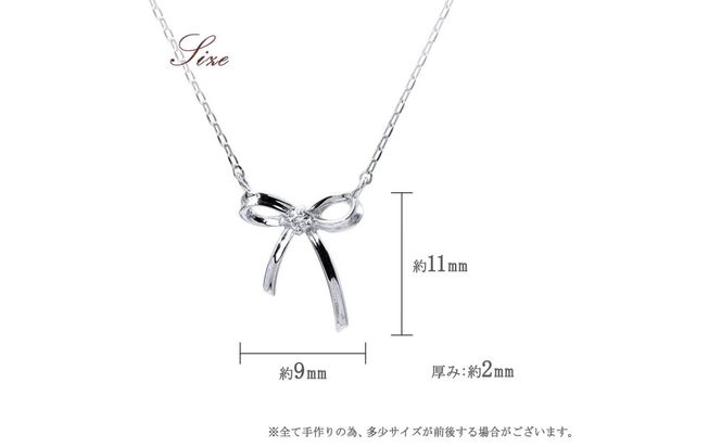 【心葉/京都kokoroba kyoto】K10 天然ダイヤモンド×リボンモチーフネックレス「ホワイトゴールド」 261009_B-WV01VC03