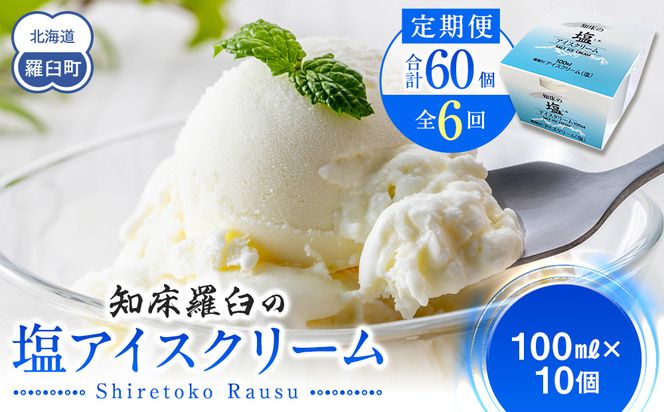 年6回！北海道 知床羅臼（らうす）の塩アイスクリーム定期便 知床 しれとこ 羅臼 らうす 北海道 世界自然遺産 送料無料 人気 海洋深層水 塩 スイーツ スウィーツ クリスマス バニラ お菓子 家族 アイス 生産者 支援 応 016942_AK047