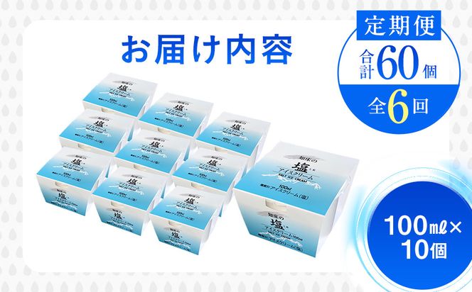 年6回！北海道 知床羅臼（らうす）の塩アイスクリーム定期便 知床 しれとこ 羅臼 らうす 北海道 世界自然遺産 送料無料 人気 海洋深層水 塩 スイーツ スウィーツ クリスマス バニラ お菓子 家族 アイス 生産者 支援 応 016942_AK047