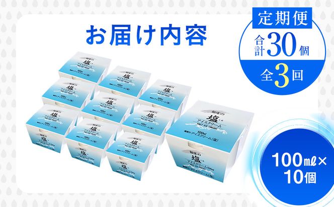 年3回！北海道 知床羅臼（らうす）の塩アイスクリーム定期便 知床 しれとこ 羅臼 らうす 北海道 世界自然遺産 送料無料 人気 海洋深層水 塩 スイーツ スウィーツ クリスマス バニラ お菓子 家族 アイス 生産者 支援 応 016942_AK048