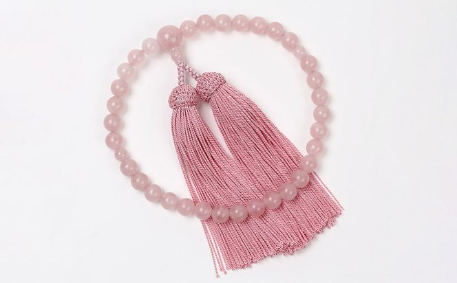 【意匠京念珠板倉】京念珠 女性用 ローズクォーツ 8mm玉(数珠袋付)［ 京都 数珠 念珠 人気 おすすめ 証明書付 京都府伝統産業優秀技術 お取り寄せ 通販 送料無料 ふるさと納税 ］ 261009_B-VJ08