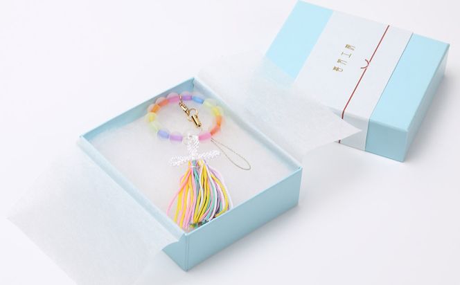 【意匠京念珠板倉】京念珠 数珠屋がつくる 虹色ストラップ［ 京都 数珠 念珠 人気 おすすめ 化粧箱入 証明書付 京都府伝統産業優秀技術 お取り寄せ 通販 送料無料 ふるさと納税 ］ 261009_B-VJ12