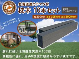 北海道産カラマツ枕木（200×105×2000）10本セット【配送不可：沖縄・離島】【 天然木 DIY ガーデン お庭 アウトドア 木製 標茶町 北海道 】 016641_AC033