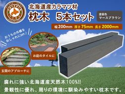 北海道産カラマツ枕木（200×75×2000）5本セット【配送不可：沖縄・離島】【 天然木 DIY ガーデン お庭 アウトドア 木製 標茶町 北海道 】 016641_AC038