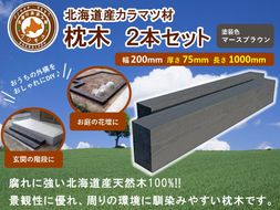 北海道産カラマツ枕木（200×75×1000）2本セット【 天然木 DIY ガーデン お庭 アウトドア 木製 標茶町 北海道 】 016641_AC049