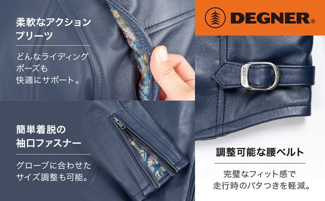 【デグナー】クラシック×花山コラボジャケット 21SJ-14K ネイビー 鉄流水雪輪＜XLサイズ＞［ 京都 バイクギア ブランド レザー ジャケット 人気 おすすめ 革 牛革 ツーリング ライダー バイカー バイク メーカー ギア パーツ 送料無料 ふるさと納税 ］ 261009_A-JR064VC03