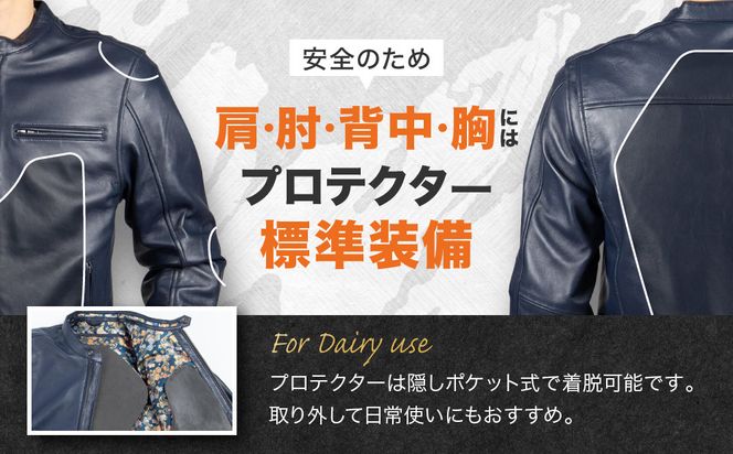 【デグナー】クラシック×花山コラボジャケット 21SJ-14K ネイビー 鉄流水雪輪＜XLサイズ＞［ 京都 バイクギア ブランド レザー ジャケット 人気 おすすめ 革 牛革 ツーリング ライダー バイカー バイク メーカー ギア パーツ 送料無料 ふるさと納税 ］ 261009_A-JR064VC03