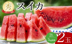 【2027年産先行予約】プレミアムスイカ 2L×2玉  ※2027年5月下旬～8月上旬頃に順次発送予定 ※着日指定不可（こちらの返礼品は、大栄西瓜ではありません） 313726_AN036