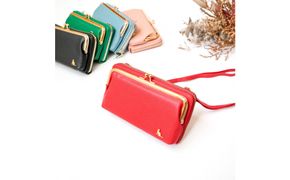 【レッド】スマホショルダー お財布ショルダー がま口 がま口財布 スマホポーチ スマホポシェット 232238_CM031VC01