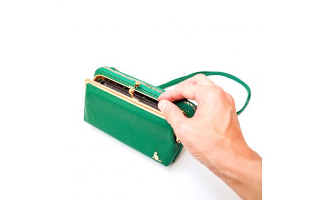 【グリーン】スマホショルダー お財布ショルダー がま口 がま口財布 スマホポーチ スマホポシェット 232238_CM031VC02