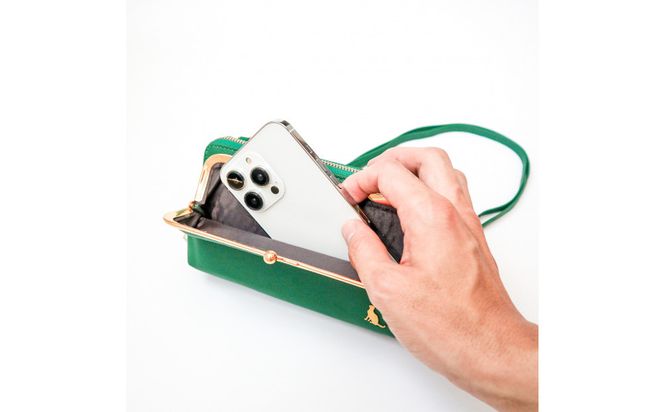 【グリーン】スマホショルダー お財布ショルダー がま口 がま口財布 スマホポーチ スマホポシェット 232238_CM031VC02