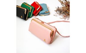 【ピンク】スマホショルダー お財布ショルダー がま口 がま口財布 スマホポーチ スマホポシェット 232238_CM031VC03