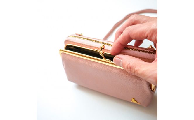 【ピンク】スマホショルダー お財布ショルダー がま口 がま口財布 スマホポーチ スマホポシェット 232238_CM031VC03