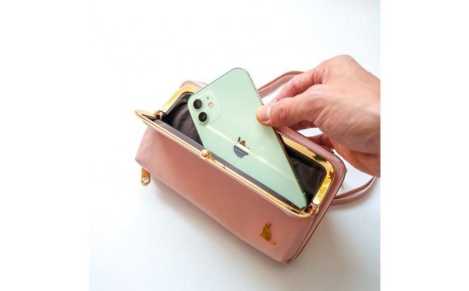 【ピンク】スマホショルダー お財布ショルダー がま口 がま口財布 スマホポーチ スマホポシェット 232238_CM031VC03
