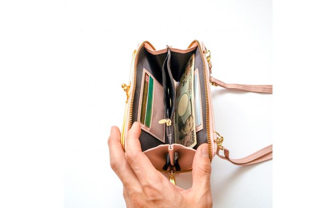 【ピンク】スマホショルダー お財布ショルダー がま口 がま口財布 スマホポーチ スマホポシェット 232238_CM031VC03