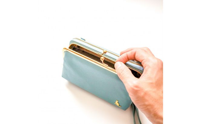 【ライトブルー】スマホショルダー お財布ショルダー がま口 がま口財布 スマホポーチ スマホポシェット 232238_CM031VC04