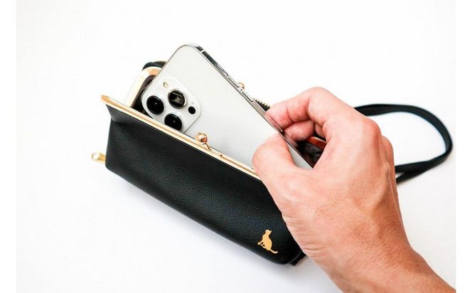 【ブラック】スマホショルダー お財布ショルダー がま口 がま口財布 スマホポーチ スマホポシェット 232238_CM031VC05
