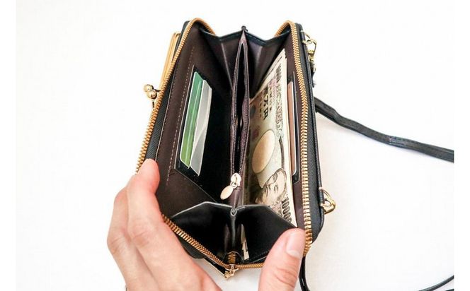 【ブラック】スマホショルダー お財布ショルダー がま口 がま口財布 スマホポーチ スマホポシェット 232238_CM031VC05