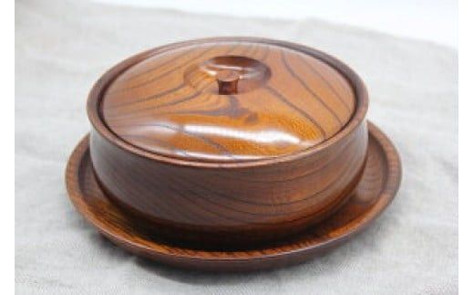 漆 7寸盆付 5.5寸菓子器 ケヤキ【ケヤキ材 摺り漆 国産天然木 おしゃれ プレゼント 記念 お祝い ふっくらとしたデザイン 木製食器 日用品 キッチン用品 木製 盆付き 神奈川県 小田原市 】 142069_AR026