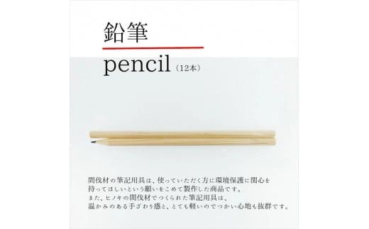 【小田原箱根の間伐材】ヒノキの鉛筆12本セット 142069_AY027