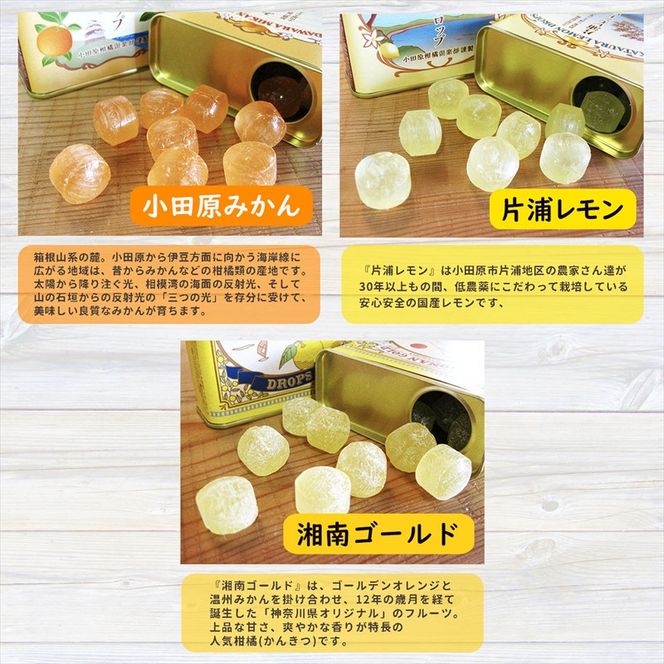 【小田原の柑橘果汁を使ったドロップ3種類セット】口に入れるとフルーツの香りが広がるドロップ。【 ドロップ 神奈川県 小田原市 】 142069_CW056