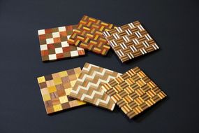 【箱根寄木細工　無垢四角コースター6枚セット　】市松　3積層　5積層　各種2枚6枚セット【 コースター 神奈川県 小田原市 】 142069_CW064