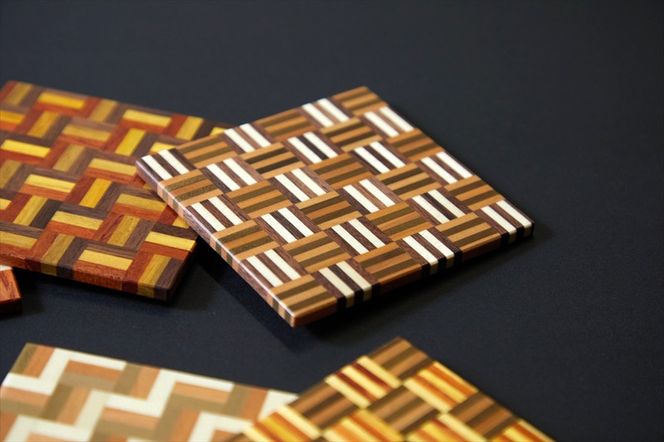 【箱根寄木細工　無垢四角コースター6枚セット　】市松　3積層　5積層　各種2枚6枚セット【 コースター 神奈川県 小田原市 】 142069_CW064