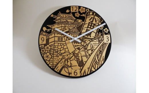 新マンホールデザイン「小田原巡り」制作記念時計【マンホール 小田原マンホール 小田原巡り 制作記念時計 マンホールモチーフ時計 直径：250mm 厚さ（本体部分）：9mm 厚さ（時計部分含む）：26mm 神奈川県 小田原市 】 142069_EA001