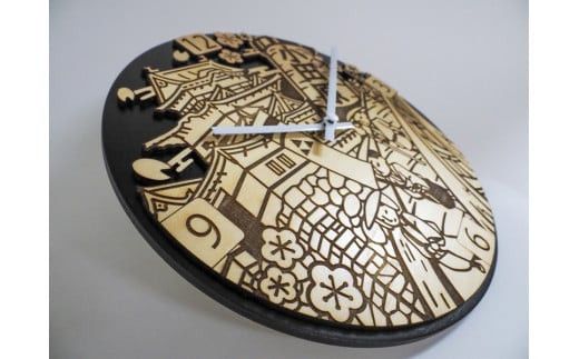 新マンホールデザイン「小田原巡り」制作記念時計【マンホール 小田原マンホール 小田原巡り 制作記念時計 マンホールモチーフ時計 直径：250mm 厚さ（本体部分）：9mm 厚さ（時計部分含む）：26mm 神奈川県 小田原市 】 142069_EA001