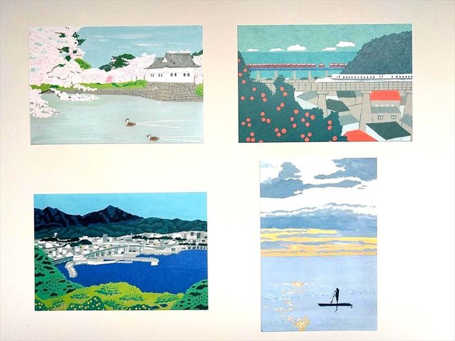 ポストカード８枚セット【絵はがきセット 小田原 100x148mm 風景絵はがき 8枚セット 風景 やわらかい やわらか描写 アート作品 屋内装飾 神奈川県 小田原市 】 142069_FH001