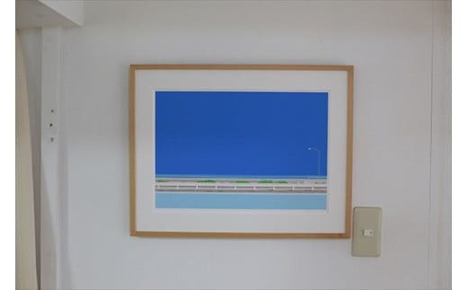 オリジナル風景画　オーダー制作　額装付きジクレープリント　小田原にある景色　心象風景　片田舎の風景　子供の頃に見た風景　海　空　山 142069_FU003