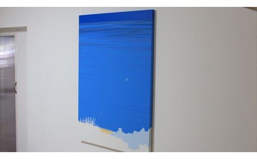 原画【また会いましょう】オリジナル風景画　キャンバス ペインティング　小田原出身在住イラストレーターの作品　心象風景　子供の頃見た風景　海　空　山 142069_FU005