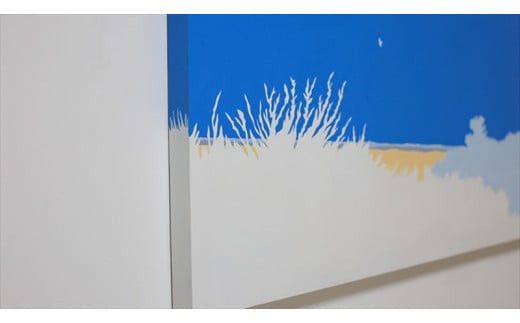 原画【また会いましょう】オリジナル風景画　キャンバス ペインティング　小田原出身在住イラストレーターの作品　心象風景　子供の頃見た風景　海　空　山 142069_FU005