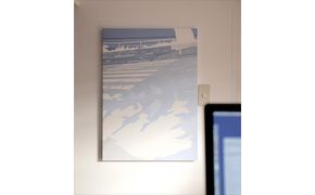 原画【gift】オリジナル風景画　キャンバス ペインティング　小田原出身在住イラストレーターの作品　心象風景　子供の頃見た風景　海　空　山 142069_FU006