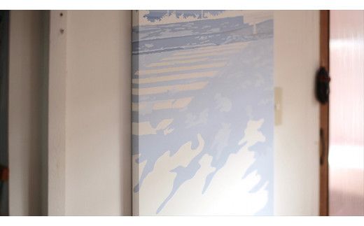 原画【gift】オリジナル風景画　キャンバス ペインティング　小田原出身在住イラストレーターの作品　心象風景　子供の頃見た風景　海　空　山 142069_FU006