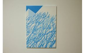 原画【ある青い晴天の日のできごと】オリジナル風景画　キャンバス ペインティング　小田原出身在住イラストレーターの作品　心象風景　子供の頃見た風景　海　空　山 142069_FU007