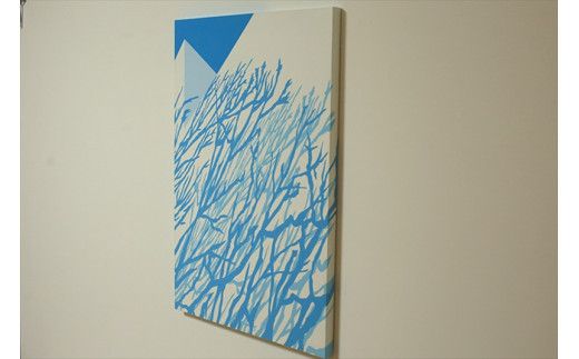 原画【ある青い晴天の日のできごと】オリジナル風景画　キャンバス ペインティング　小田原出身在住イラストレーターの作品　心象風景　子供の頃見た風景　海　空　山 142069_FU007